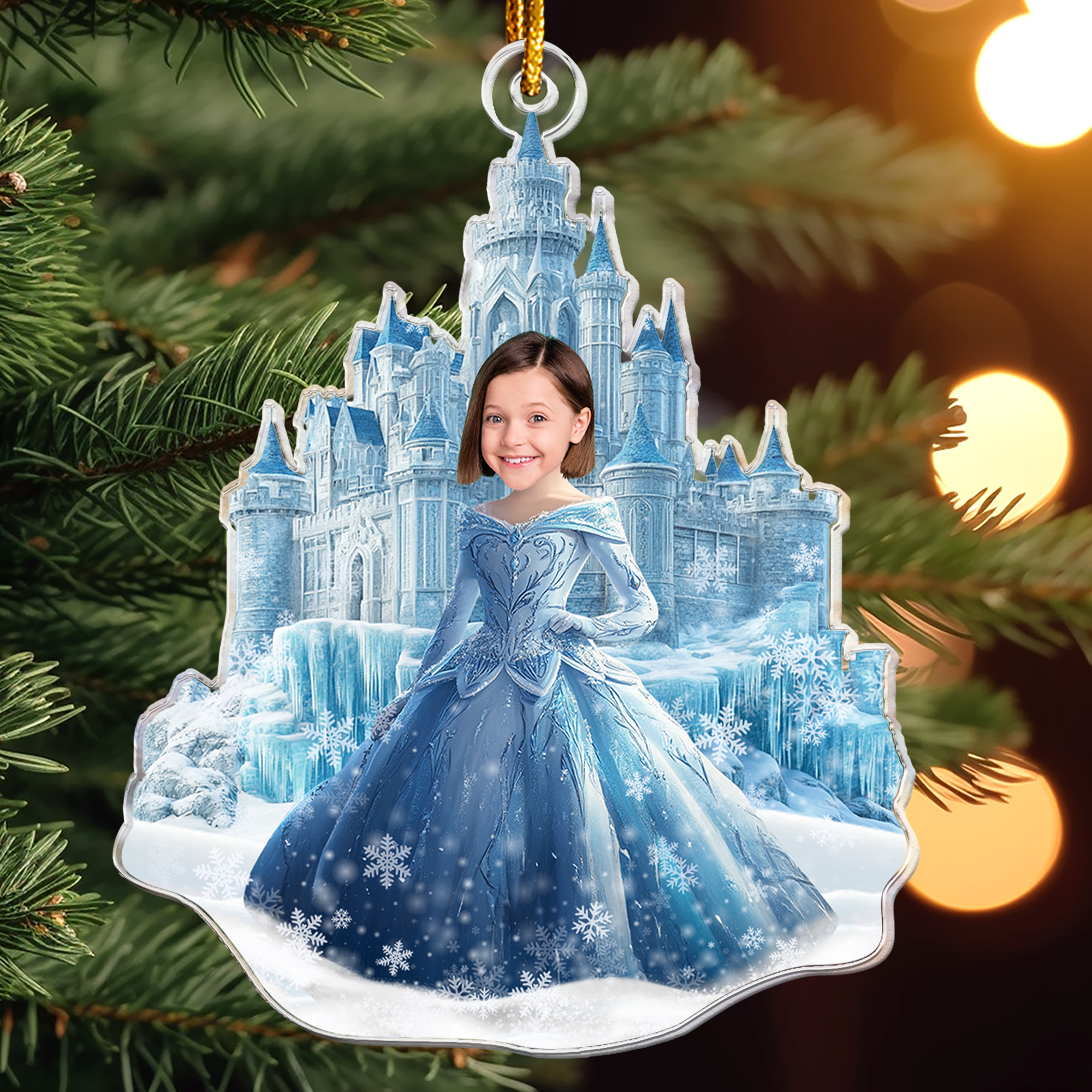 Ice Princess - Custom Face Ornament Gifts For Daughter, Girl, Kids - Personalized Acrylic Photo Ornament