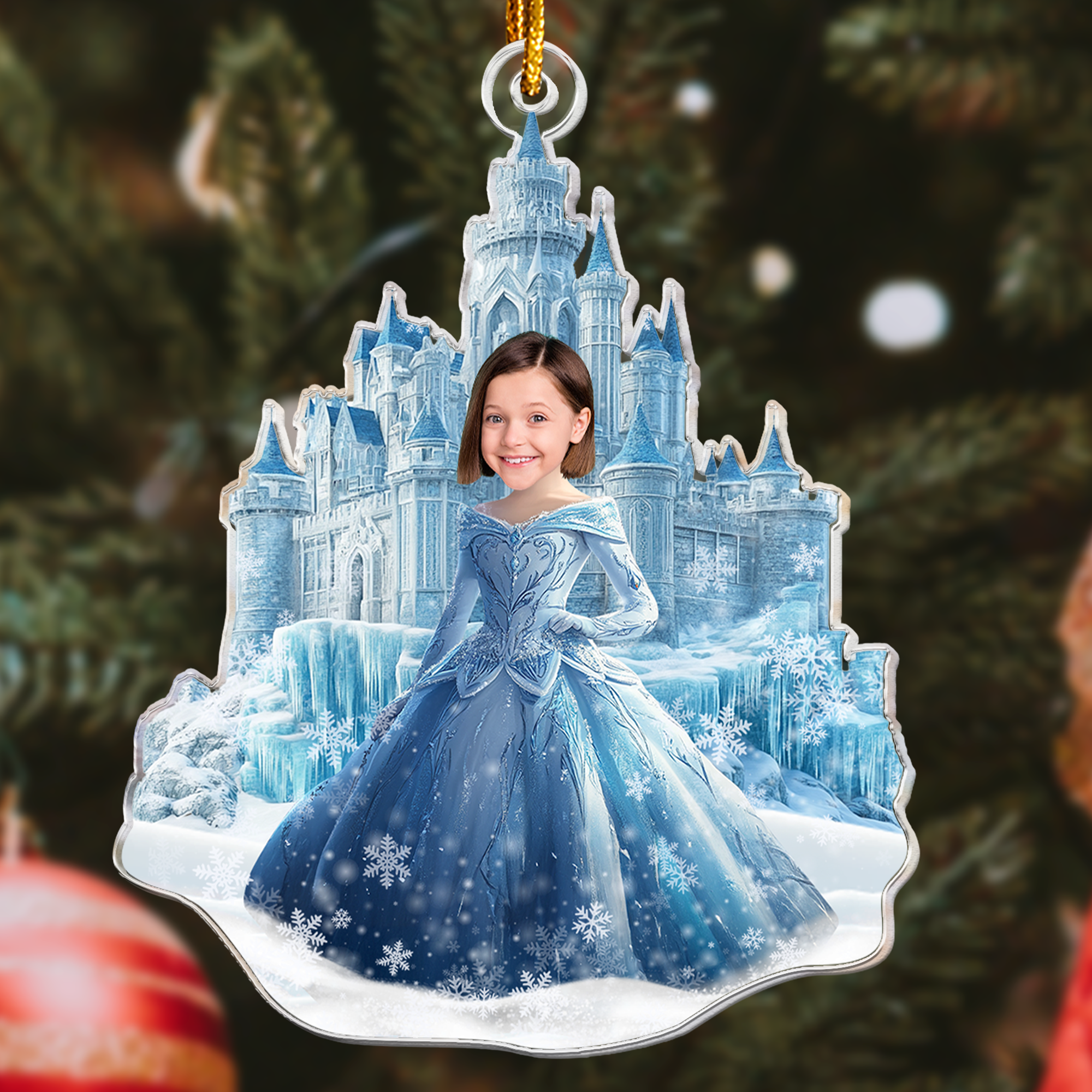 Ice Princess - Custom Face Ornament Gifts For Daughter, Girl, Kids - Personalized Acrylic Photo Ornament - Christmas Gift For Daughter