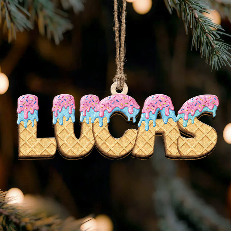 Ice-Cream-Drip-Name-For-Kids,-Grandkids-Personalized-Ornament-2