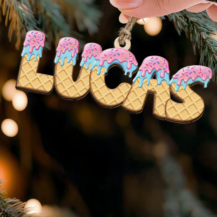 Ice-Cream-Drip-Name-For-Kids,-Grandkids-Personalized-Ornament-3
