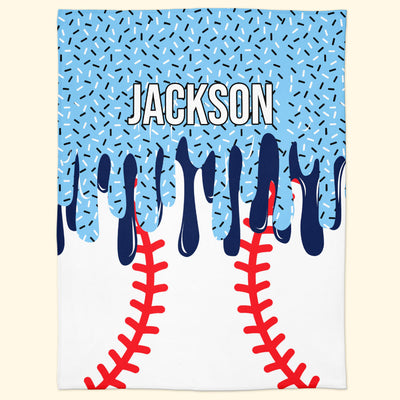 Icecream Drip Design For Baseball, Softball, Soccer, Football, Basketball, Hockey Lover - Personalized Blanket