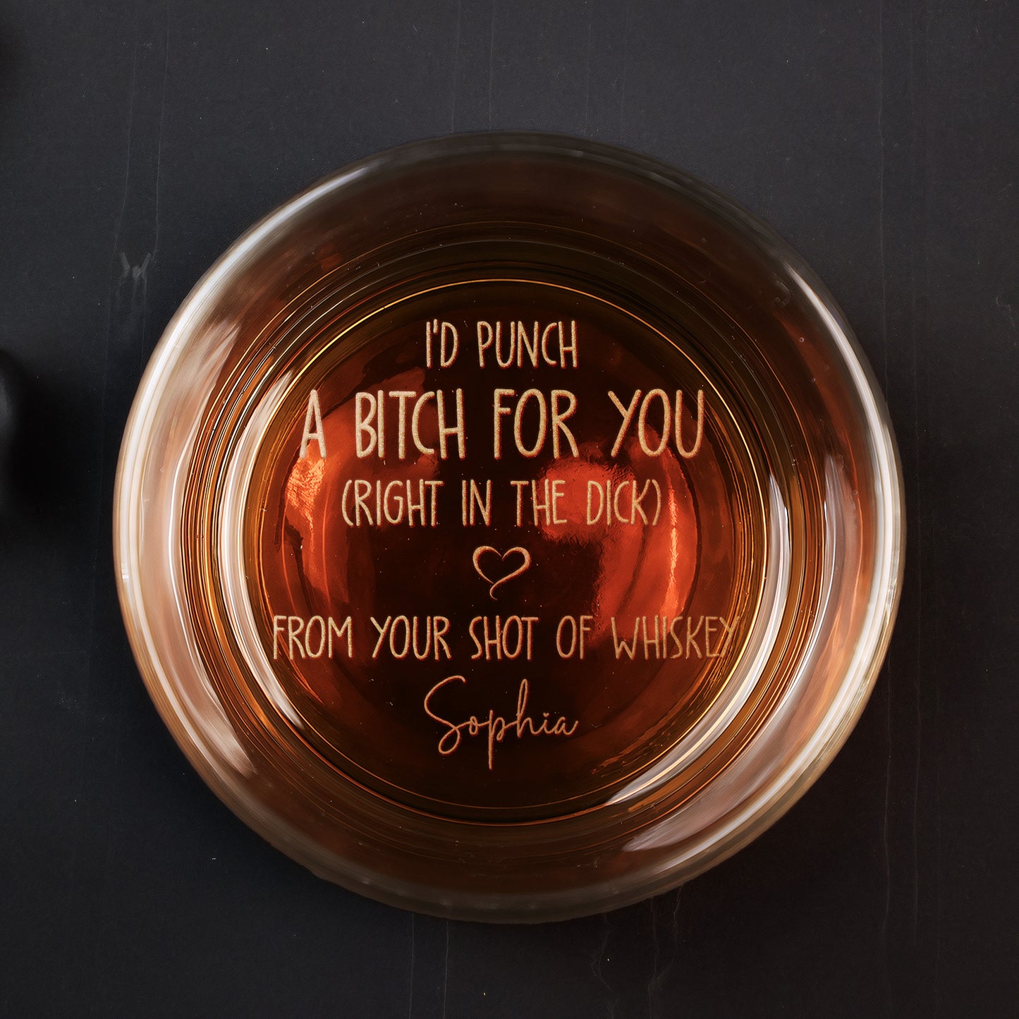 I'd Punch A B*tch For You Funny Gift For Him - Personalized Engraved Whiskey Glass