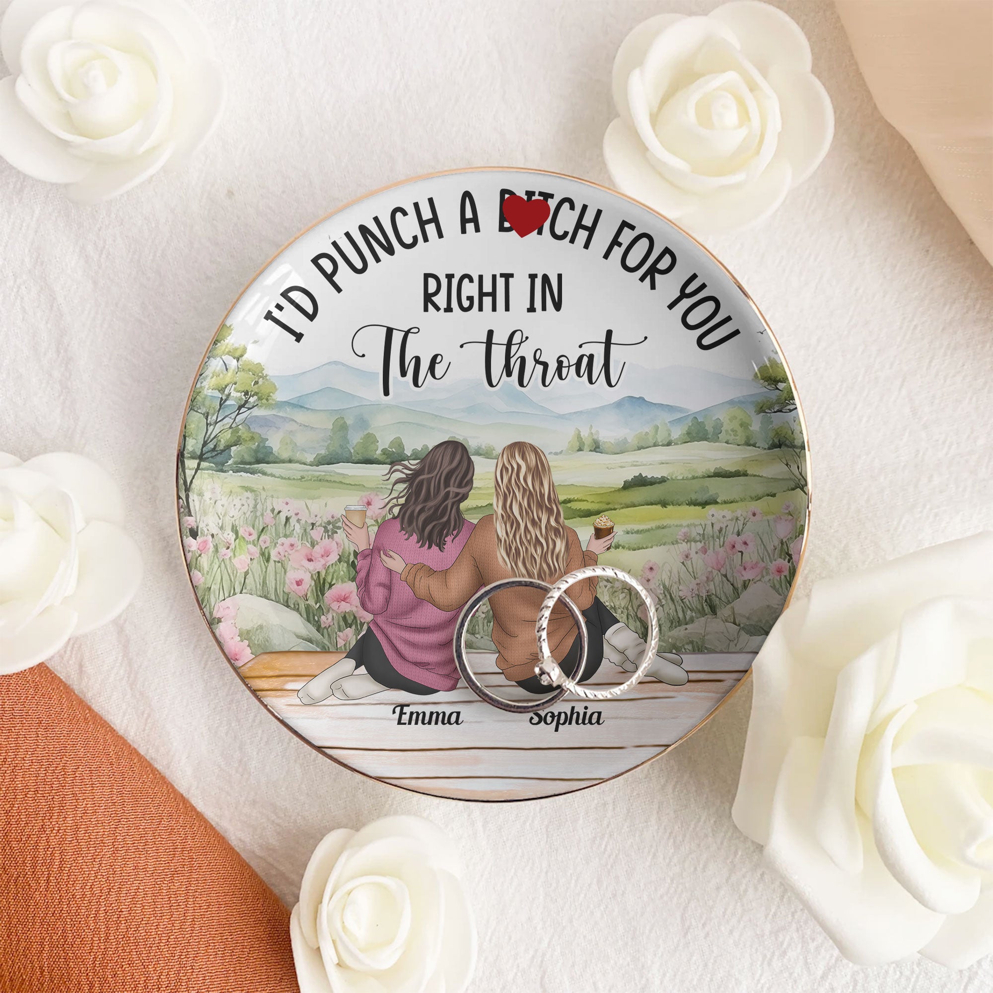 I'd Punch A B*tch For You Right In The Throat - Personalized Jewelry Dish