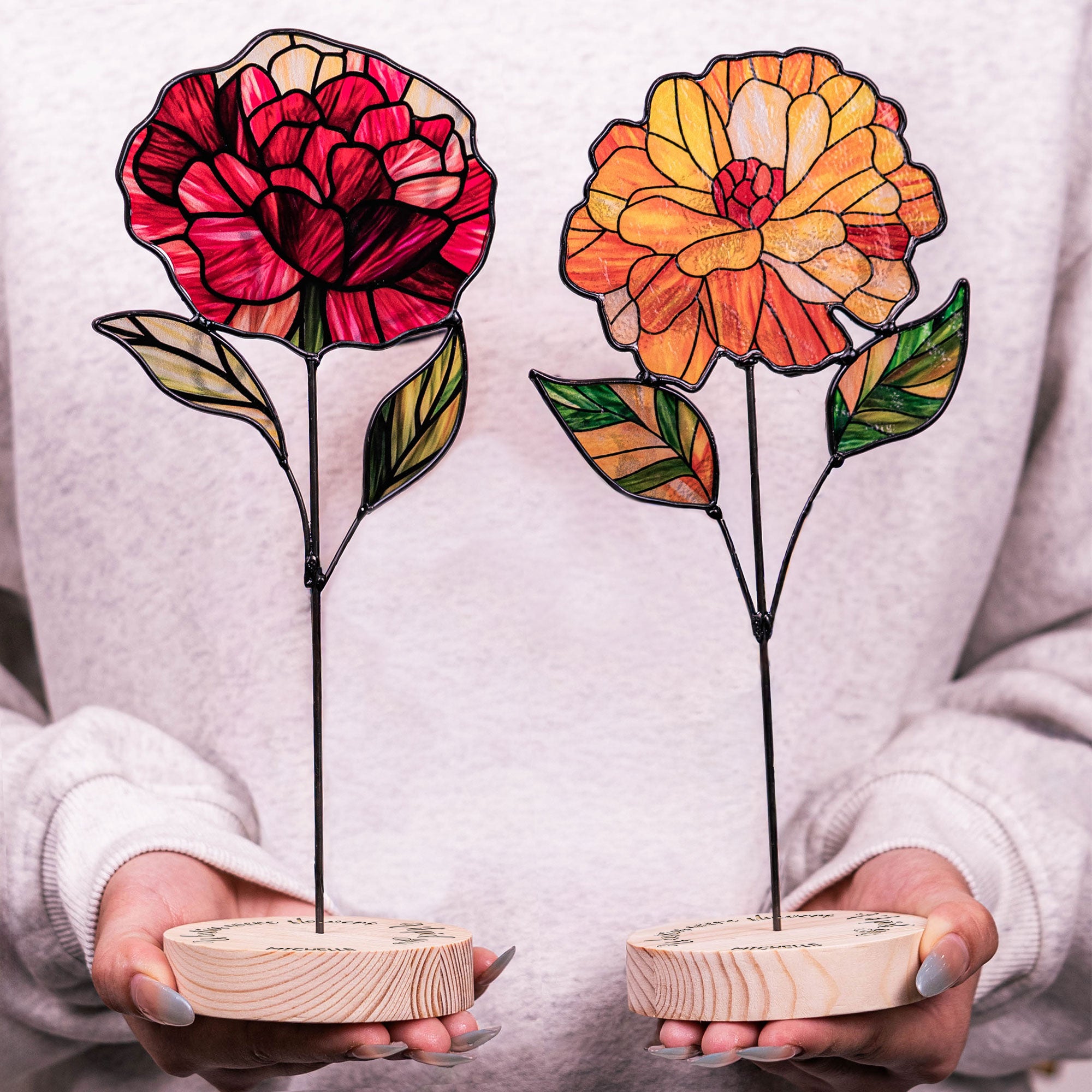 If Besties Were Flowers I'd Pick You - Custom Stained Glass Birth Flower Suncatcher