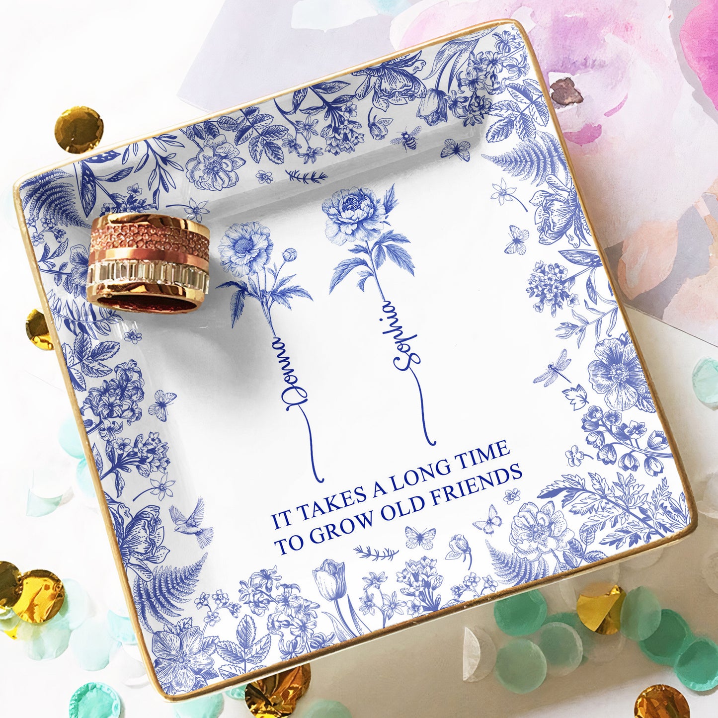 If Besties Were Flowers I'd Pick You - Personalized Jewelry Dish
