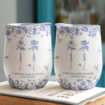 If Besties Were Flowers I'd Pick You - Toile De Jouy Birth Flower - Personalized Wine Tumbler