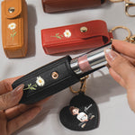 If Besties Were Flowers I'd Pick You Dark Ver - Personalized Leather Lipstick Case With Mirror Keychain