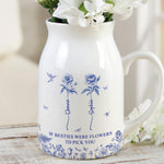 If Besties Were Flowers I'd Pick You - Toile De Jouy Birth Flowers - Personalized Ceramic Flower Vase