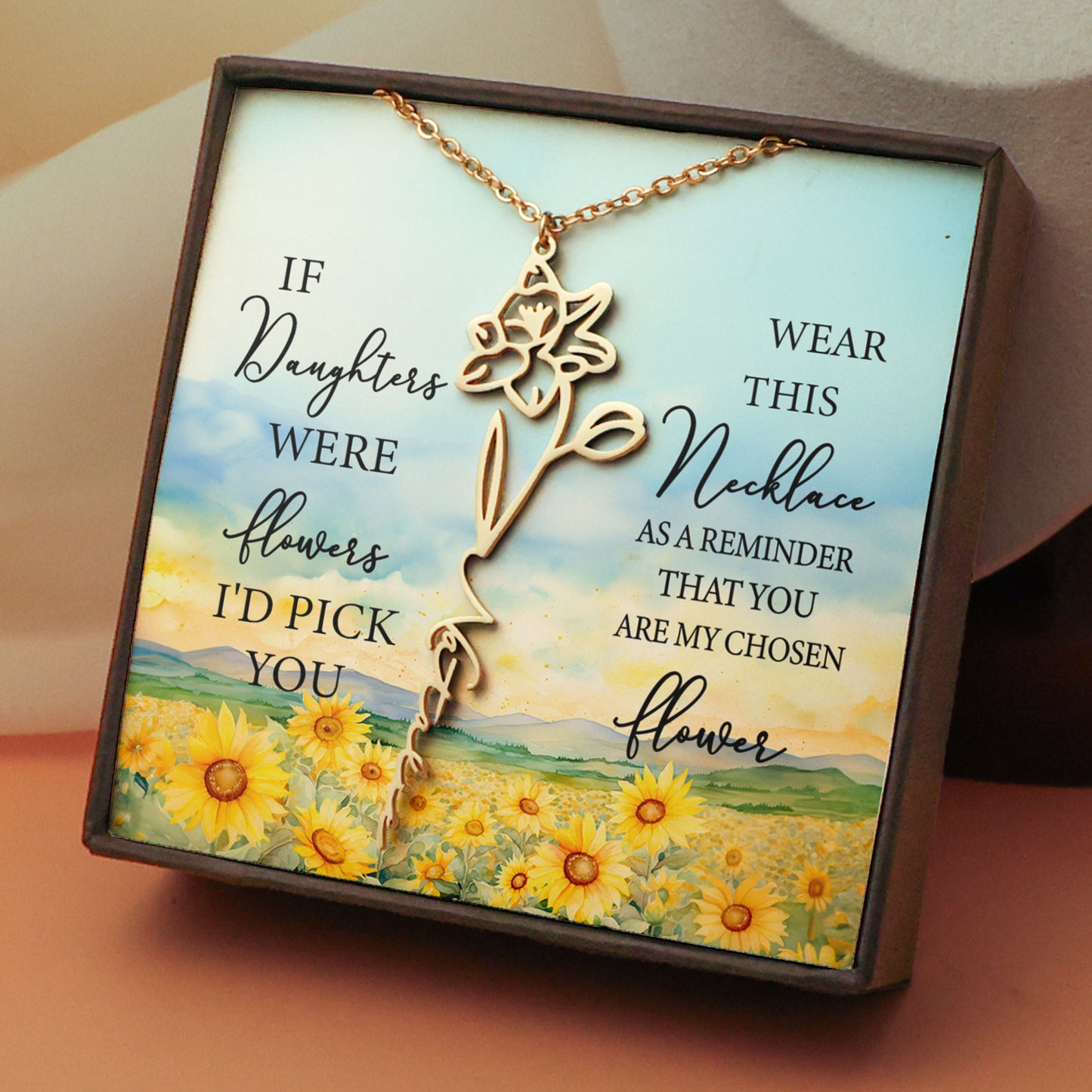 If Daughters Were Flowers I'd Pick You - Custom Birth Flower - Custom Name Necklace