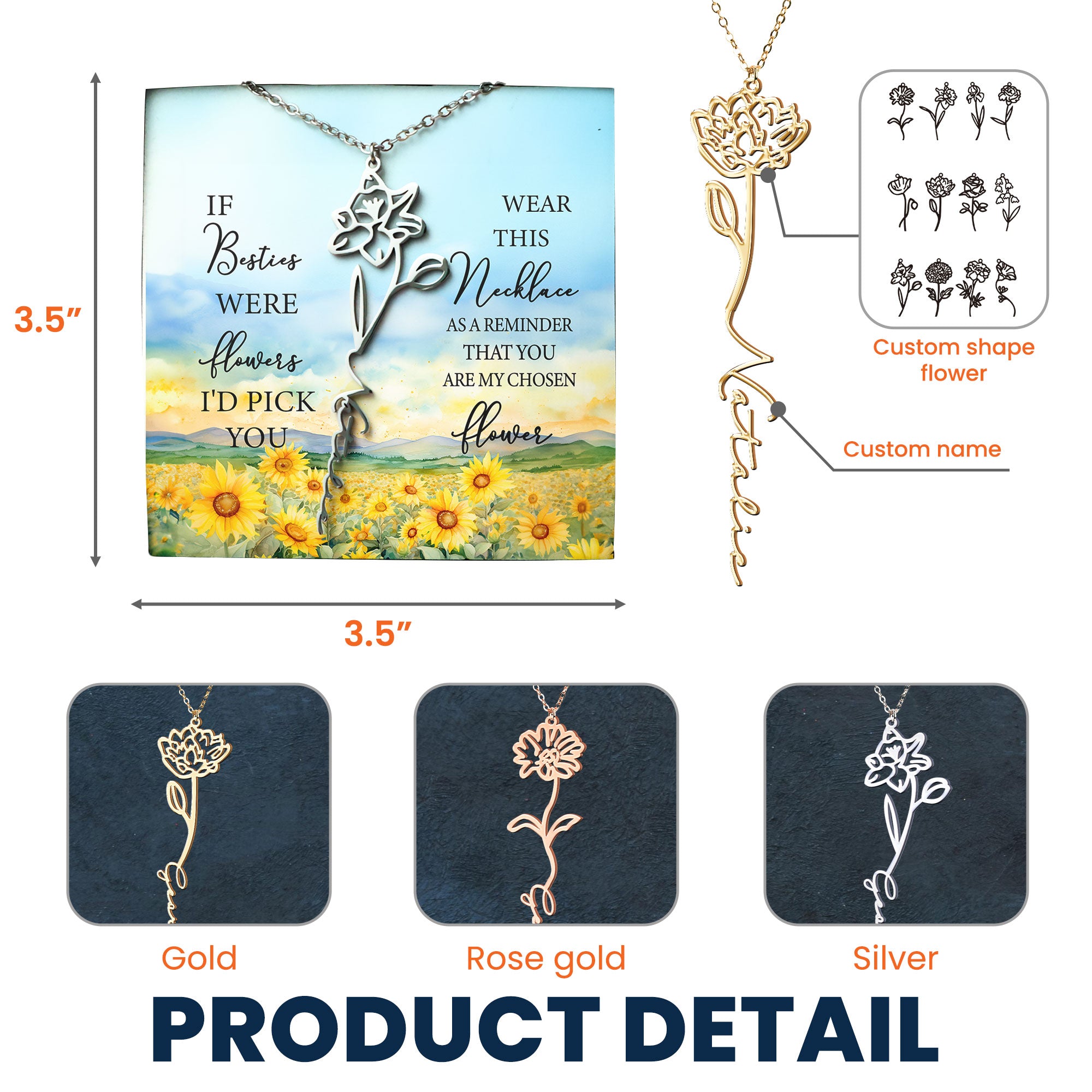 Rose Gold If Daughters Were Flowers I u0026 39 d Pick You Custom Birth Flower Custom Name Necklace