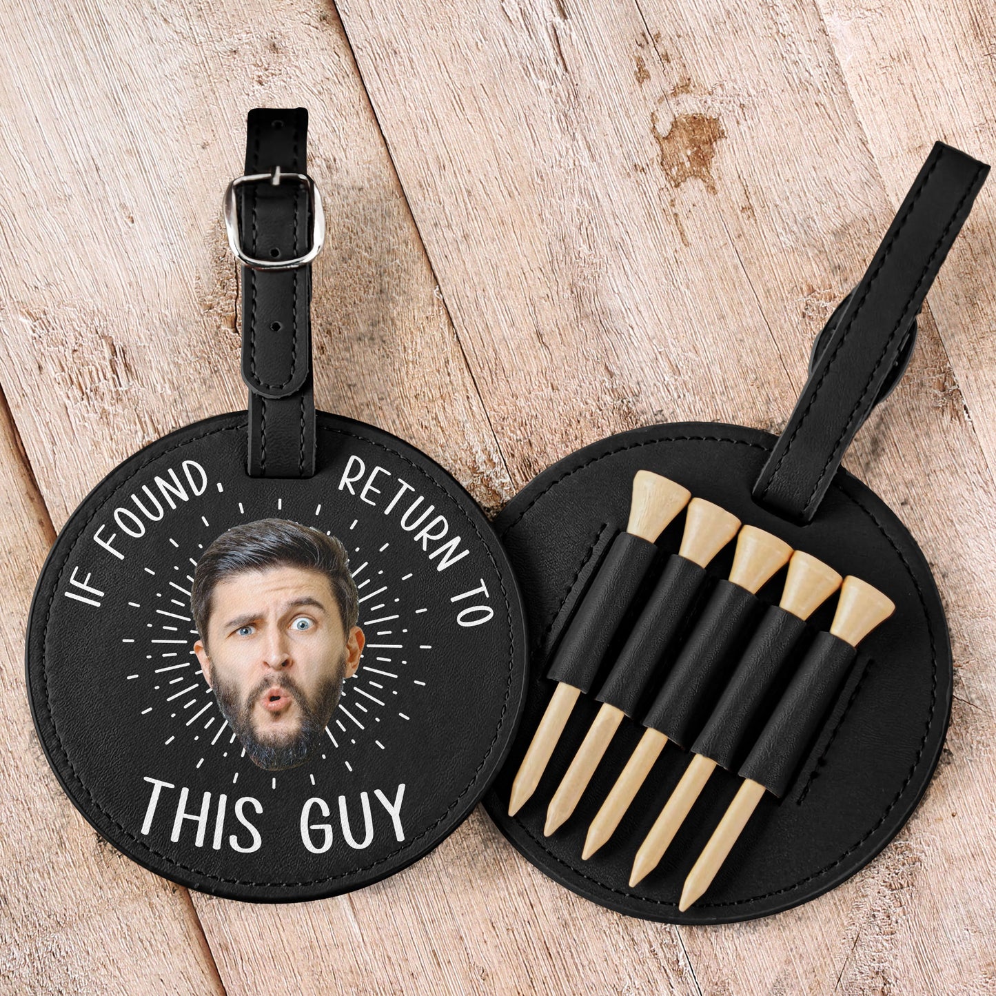 If Found Return To This Guy - Personalized Photo Leather Golf Bag Tag