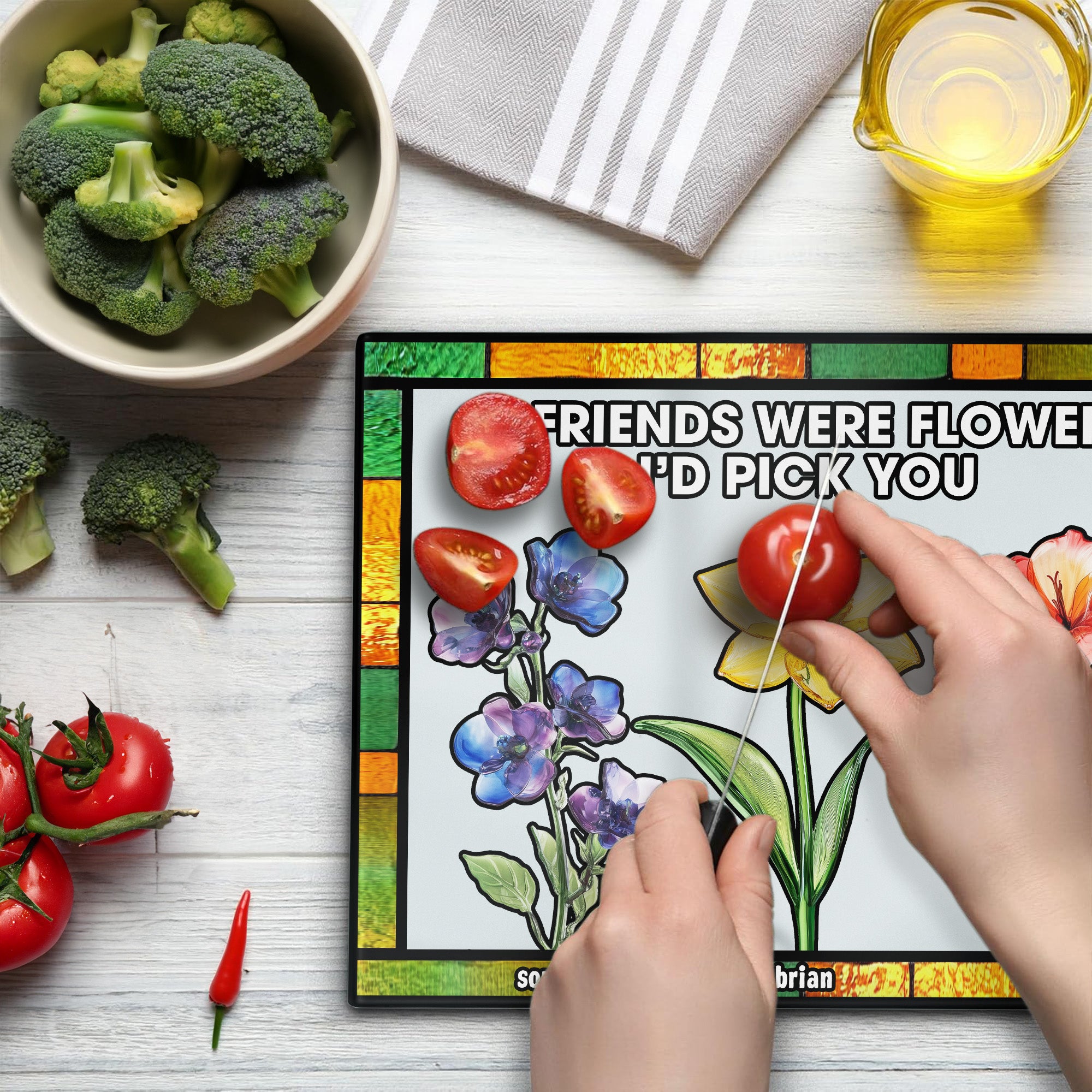 If Friends Were Flowers I'd Pick You - Personalized Glass Cutting Board