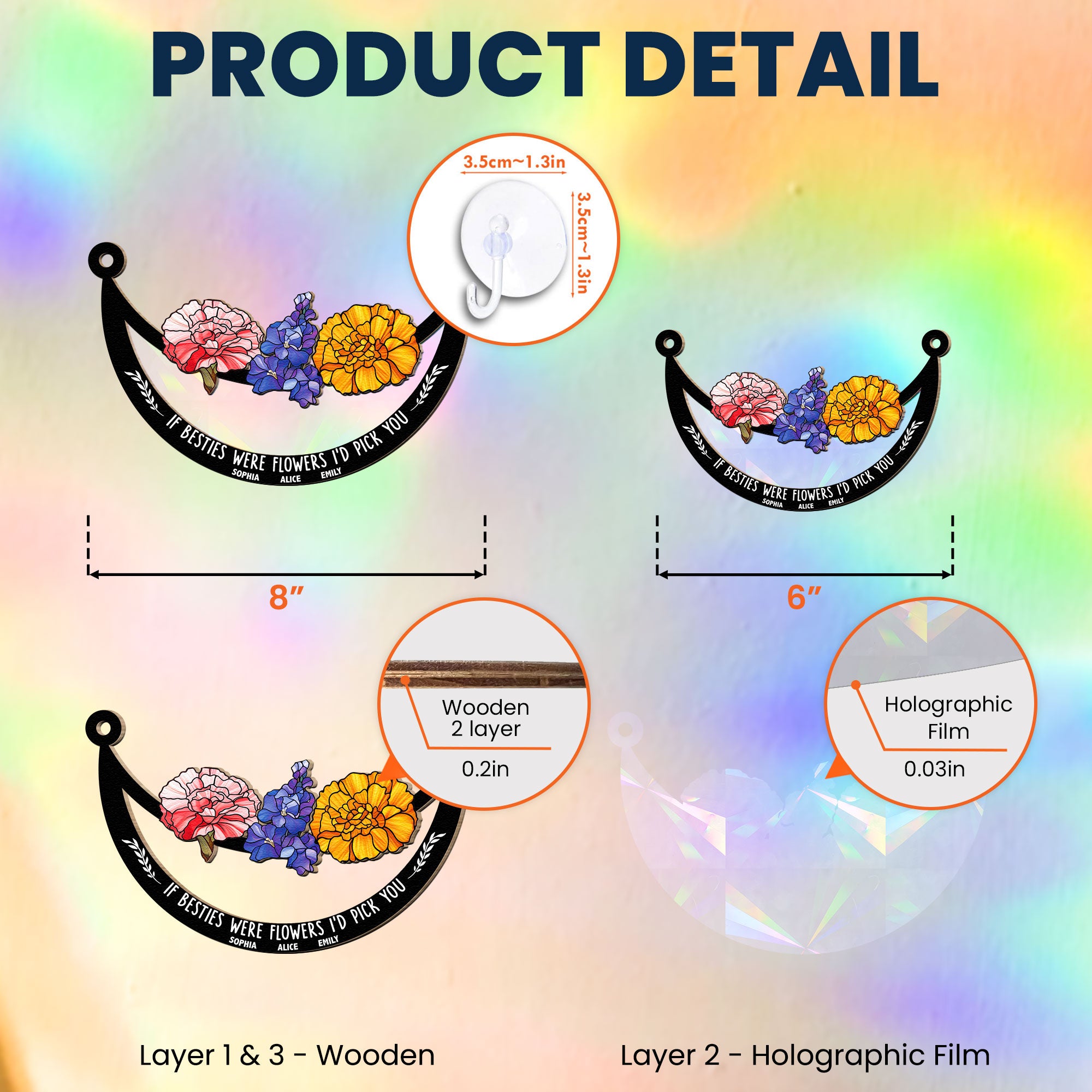 If Friends Were Flowers I'd Pick You - Personalized Rainbow Suncatcher