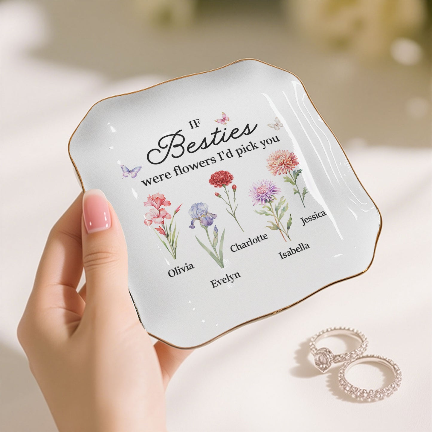 If Friends Were Flowers I'd Pick You New Version Friendship Gift - Personalized Jewelry Dish