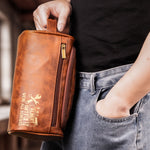 If He Can't Fix It, We'Re All Screwed - For Dad, Husband, Papa - Personalized Leather Toiletry Bag