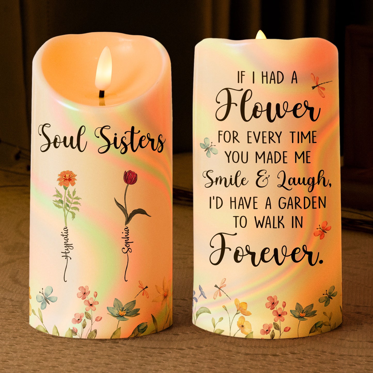 If I Had A Flower For Every Time You Made Me Smile - Personalized LED Candle