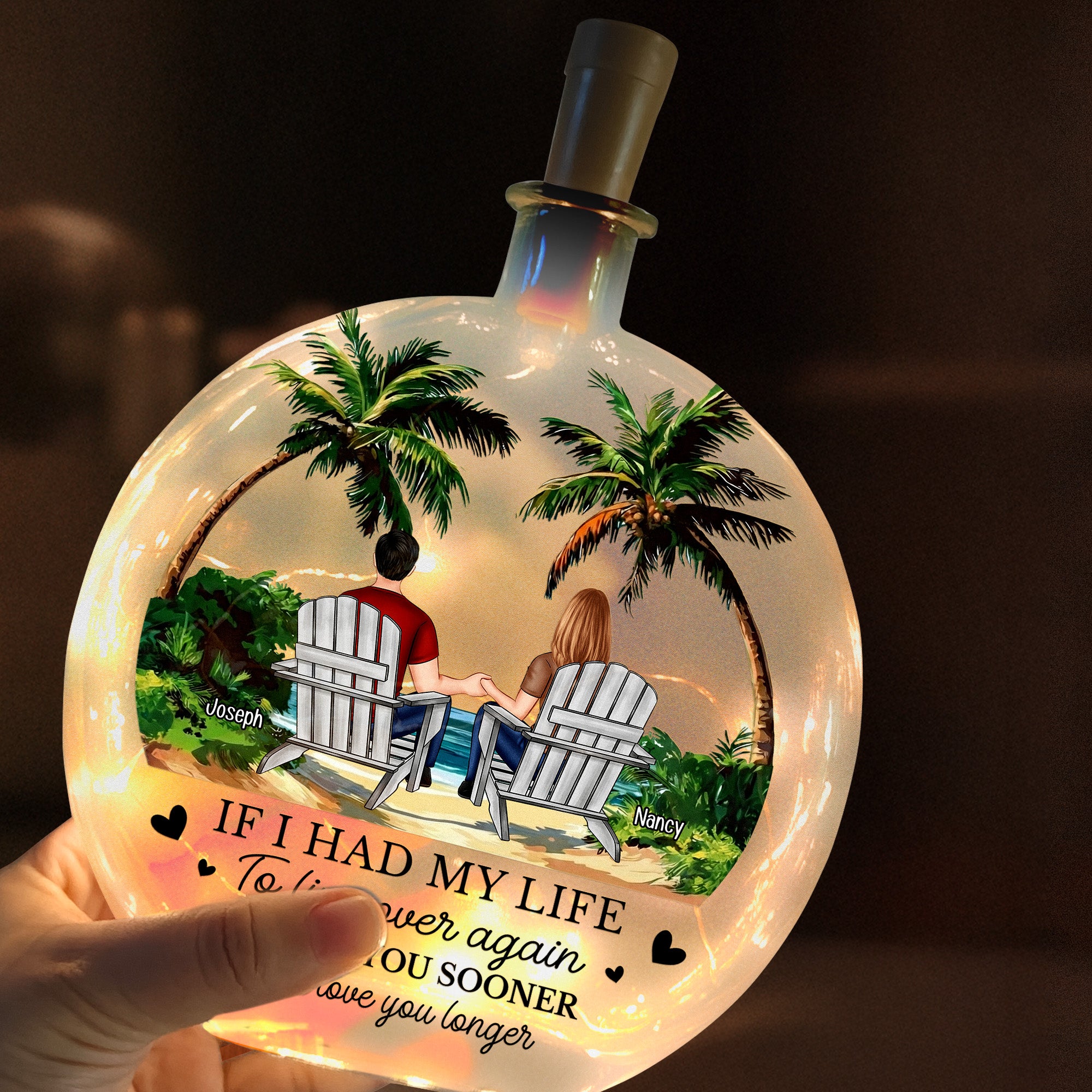 If I Had My Life To Live Over Again I’d Find You Sooner And Love You Longer - Personalized Night Light
