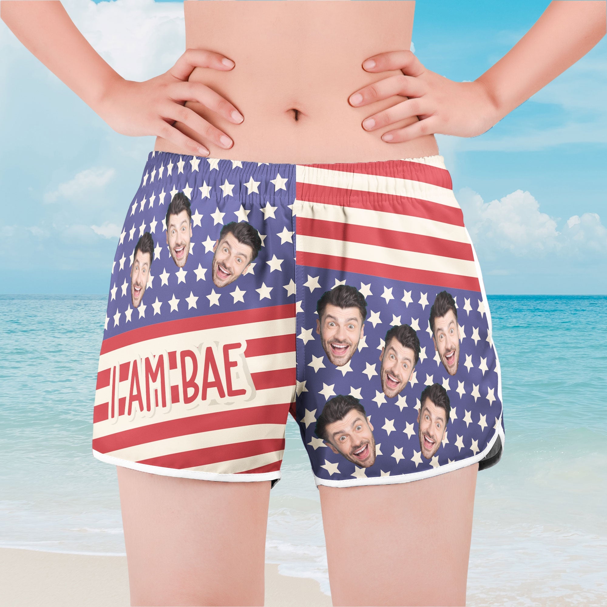 If Lost Return To Bae I Am Bae - Personalized Photo Couple Beach Shorts