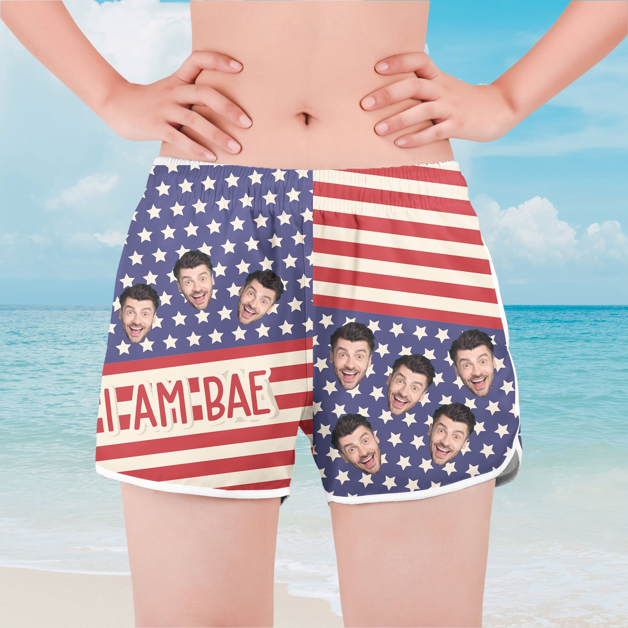 If Lost Return To Bae I Am Bae - Personalized Photo Couple Beach Shorts