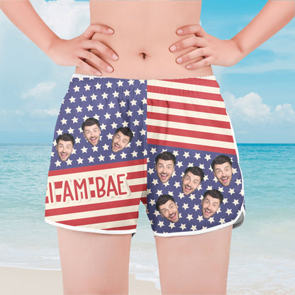 If Lost Return To Bae I Am Bae - Personalized Photo Couple Beach Shorts