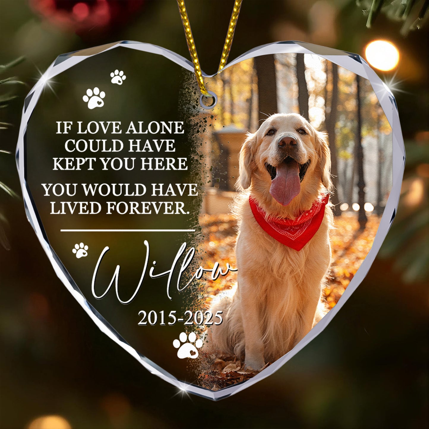 If Love Could Have Kept You Pet Loss - Personalized Heart Glass Photo Ornament