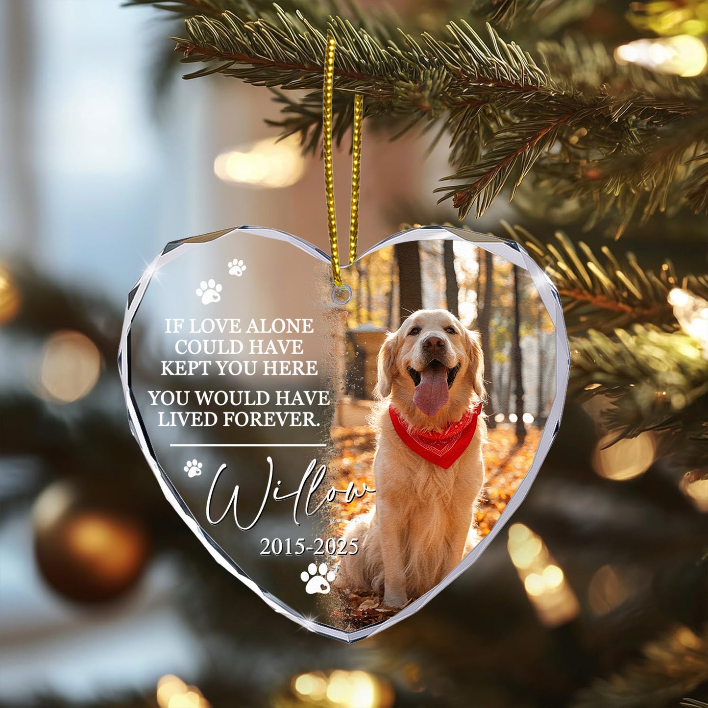 If Love Could Have Kept You Pet Loss - Personalized Heart Glass Photo Ornament