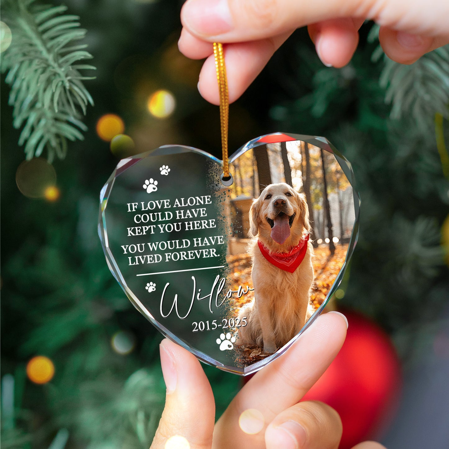 If Love Could Have Kept You Pet Loss - Personalized Heart Glass Photo Ornament