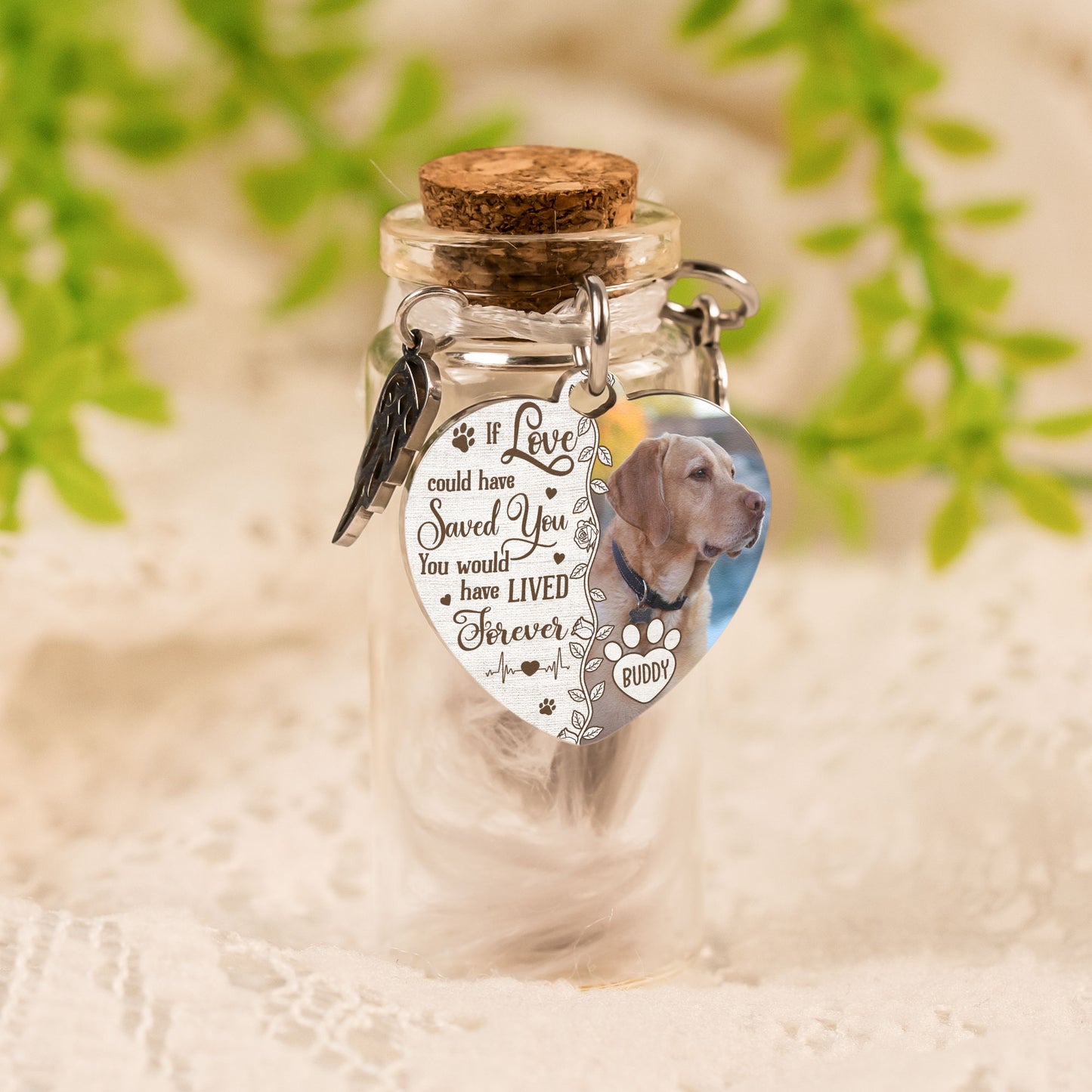 If Love Could Save You - Personalized Photo Pet Fur Memorial Jar