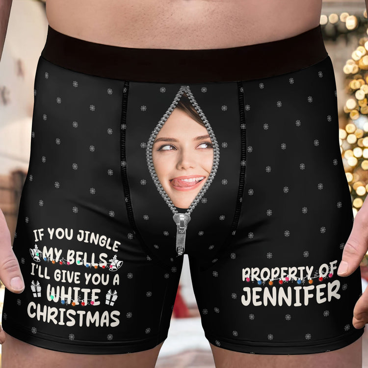 If You Jingle My Bells I Promise You A White Christmas Custom Face - Personalized Photo Men's Boxer Briefs