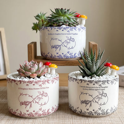 If Daughters Were Flowers I'd Pick You Toile De Jouy Style - Personalized Plant Pot