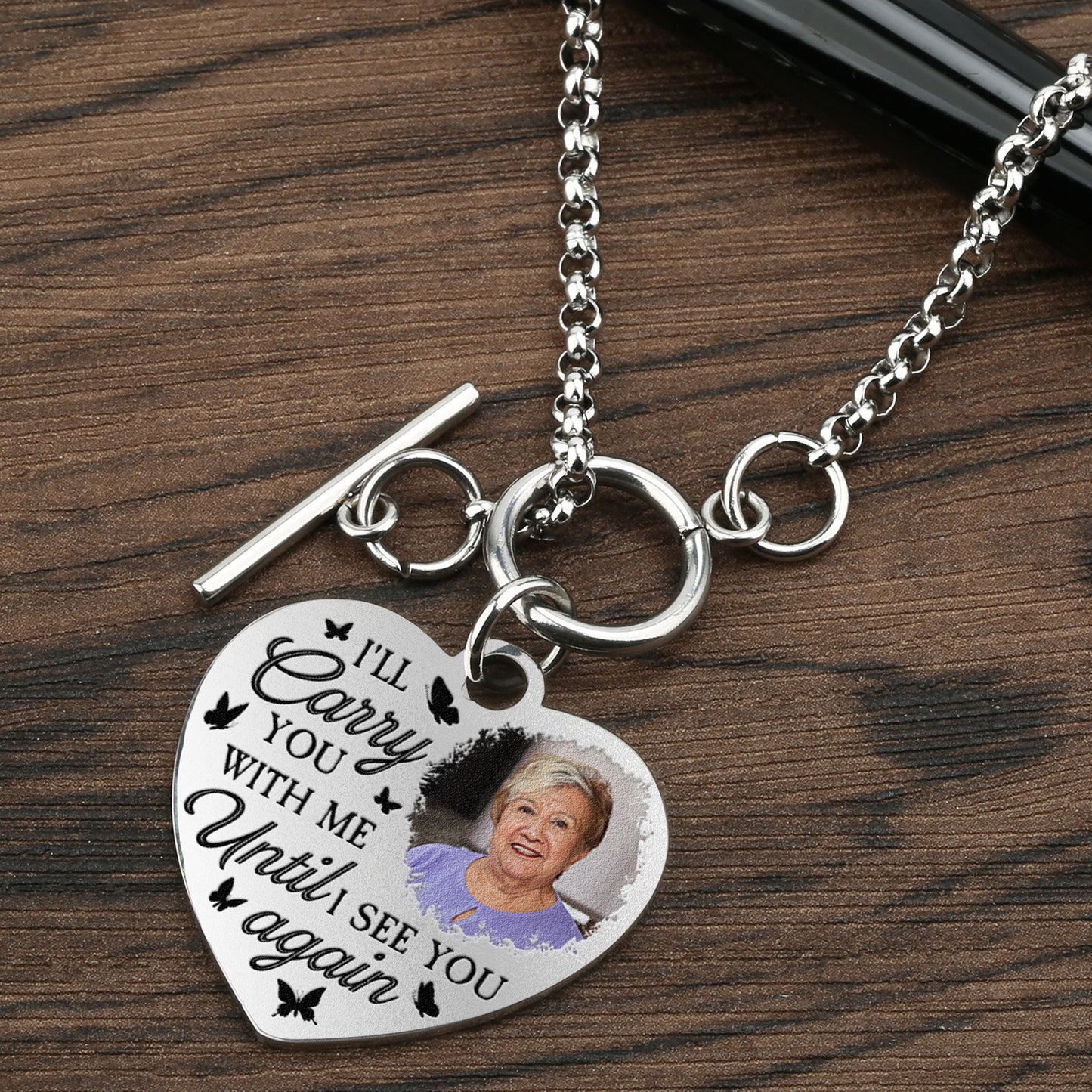 I'll Carry You With Me - Personalized Photo Heart Bracelet