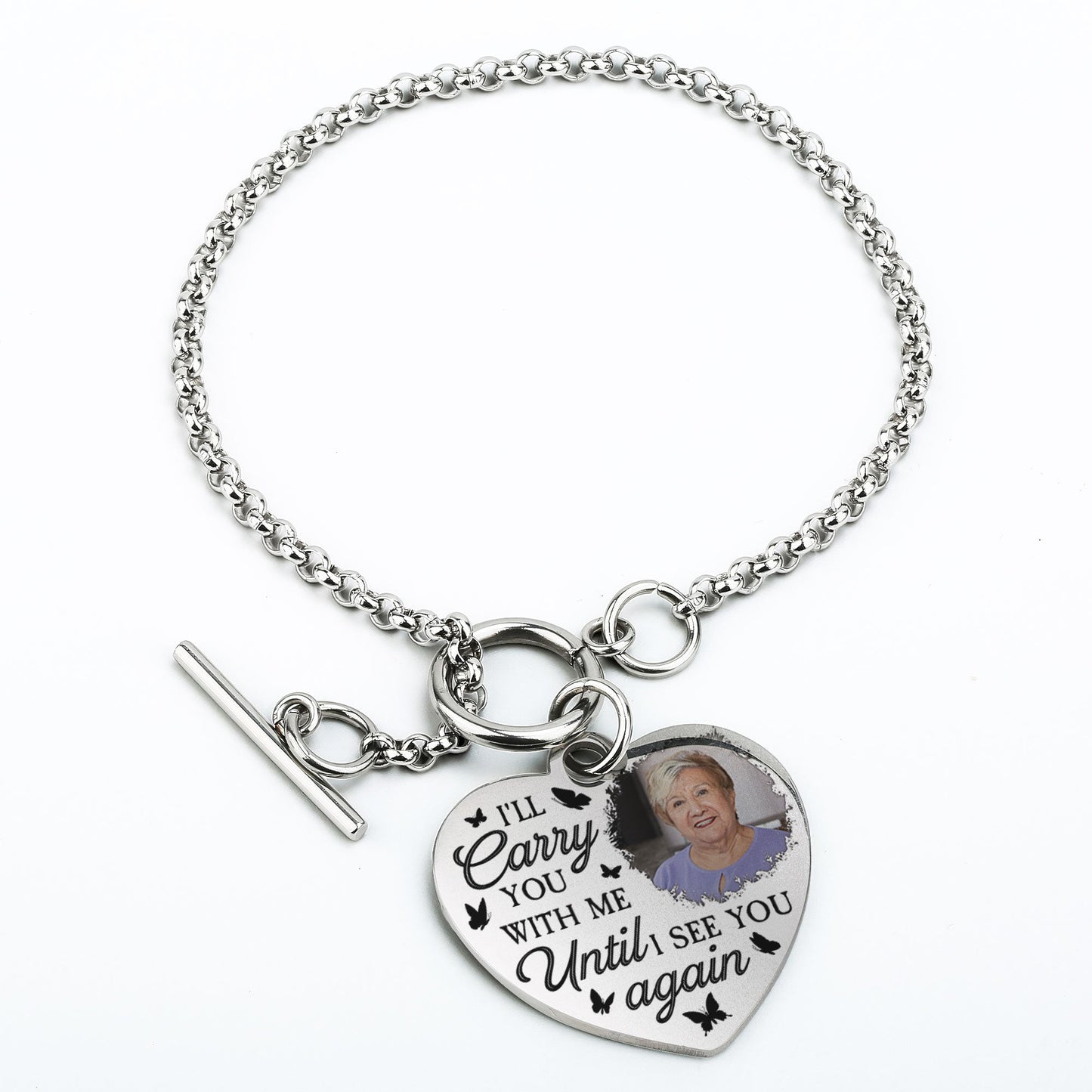 I'll Carry You With Me - Personalized Photo Heart Bracelet