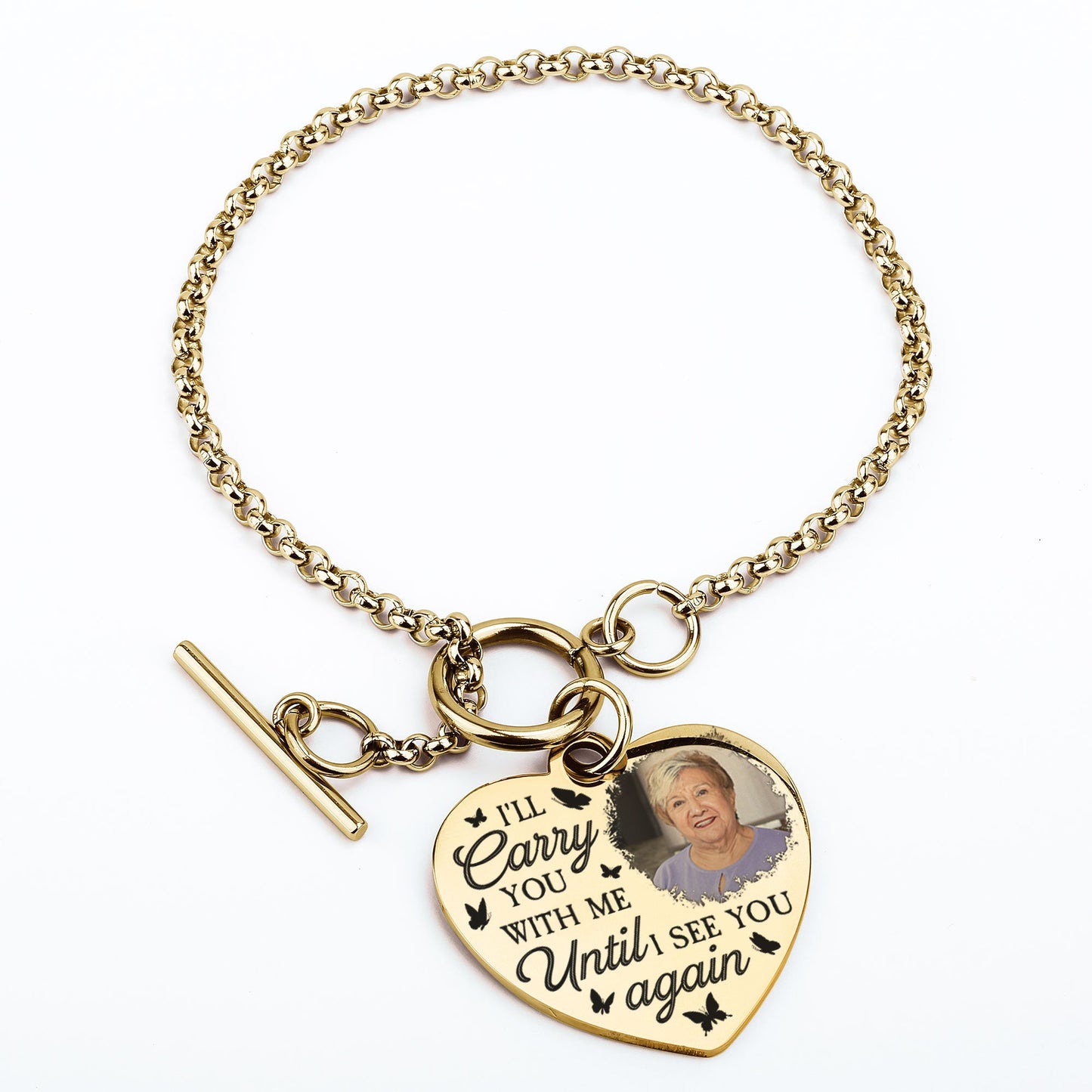 I'll Carry You With Me - Personalized Photo Heart Bracelet