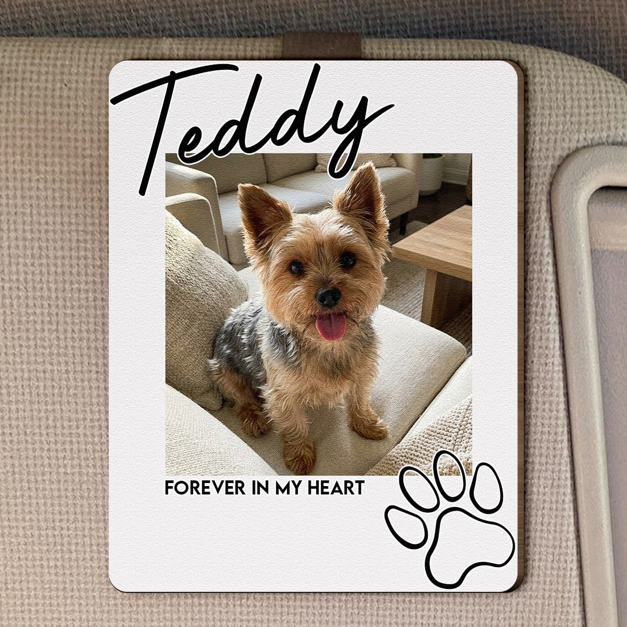 I'll Carry You With Me Until I See You Again Pet Loss - Personalized Wooden Photo Visor Clip