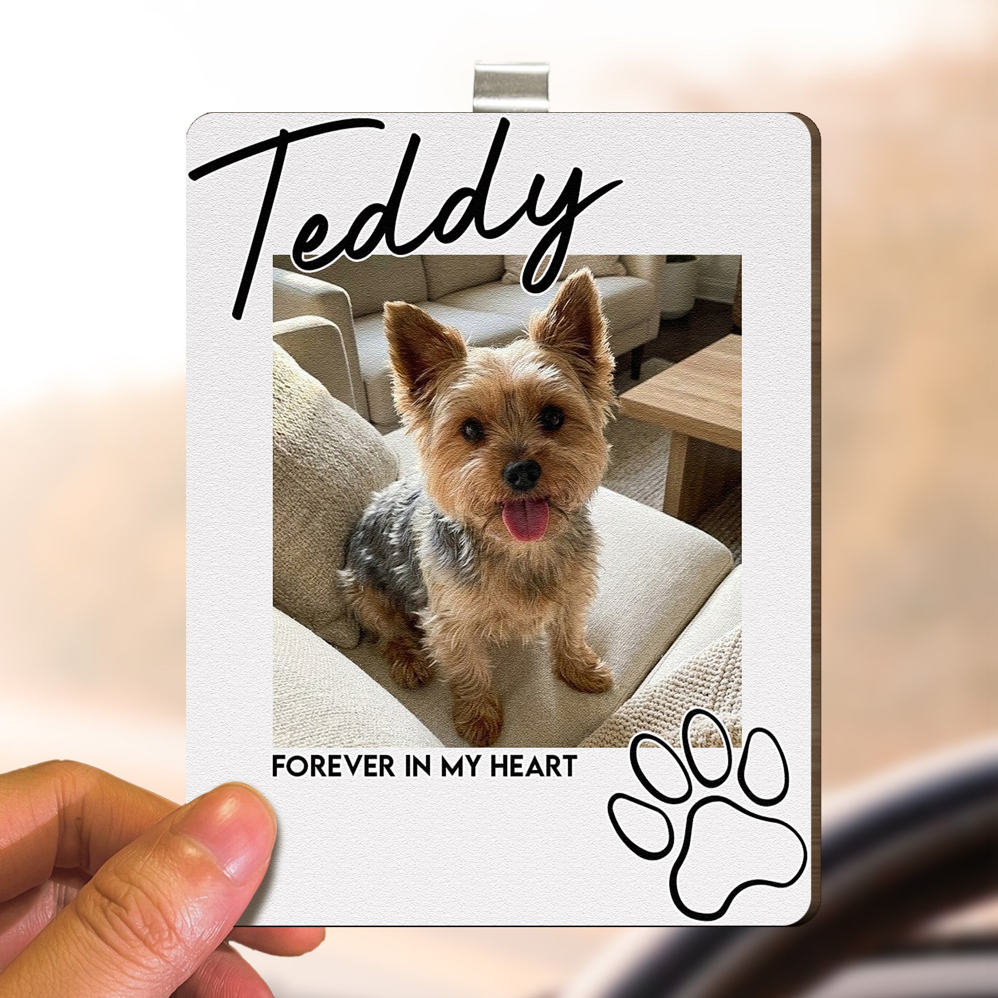 I'll Carry You With Me Until I See You Again Pet Loss - Personalized Wooden Photo Visor Clip