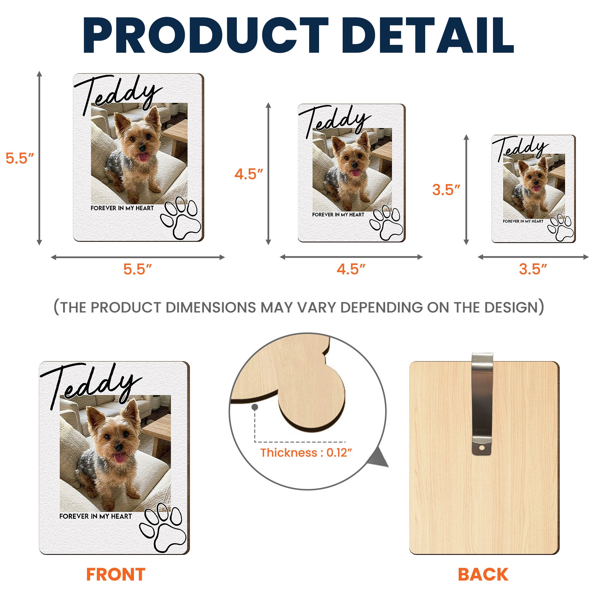 I'll Carry You With Me Until I See You Again Pet Loss - Personalized Wooden Photo Visor Clip