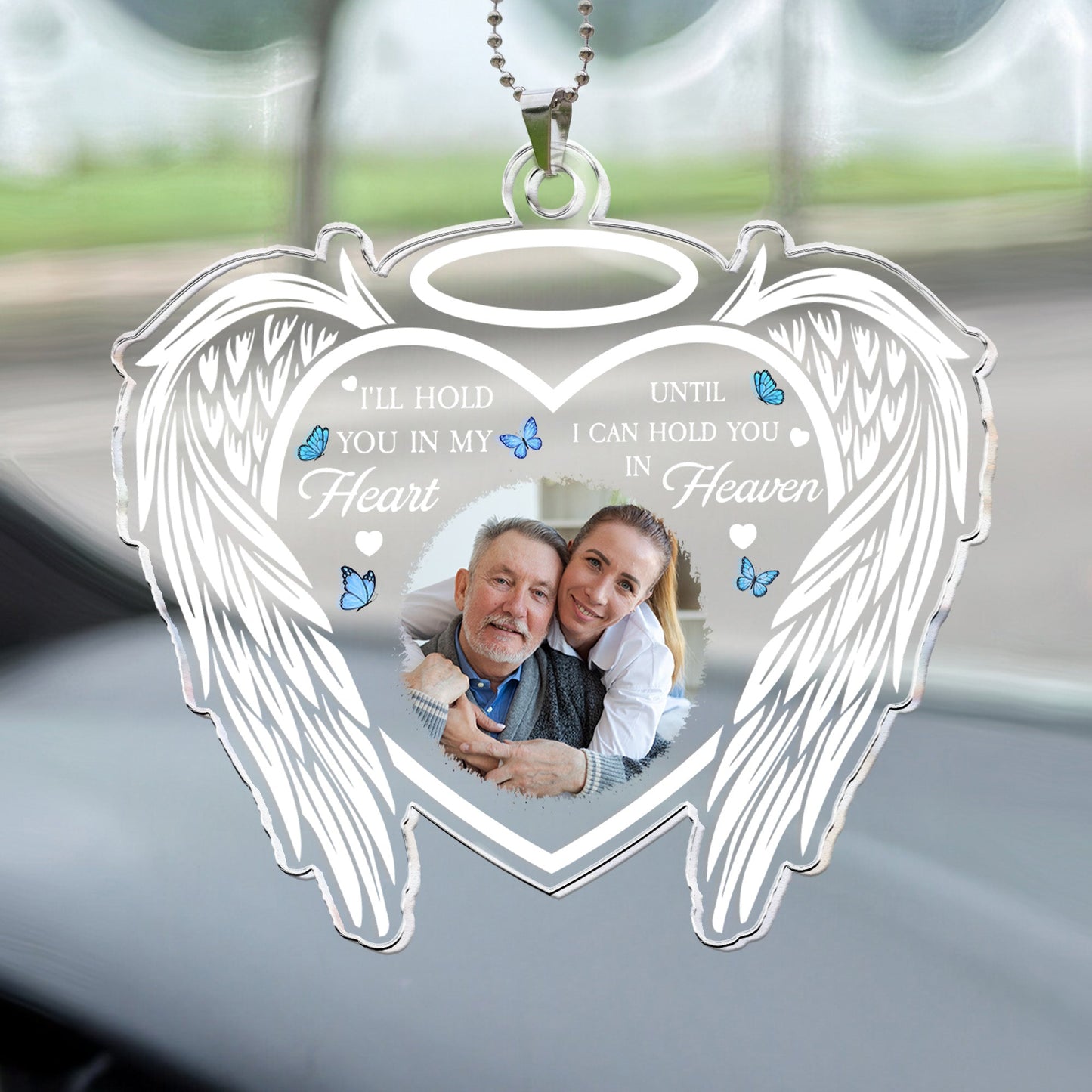 I'll Hold You In My Heart Forever - Personalized Photo Car Ornament