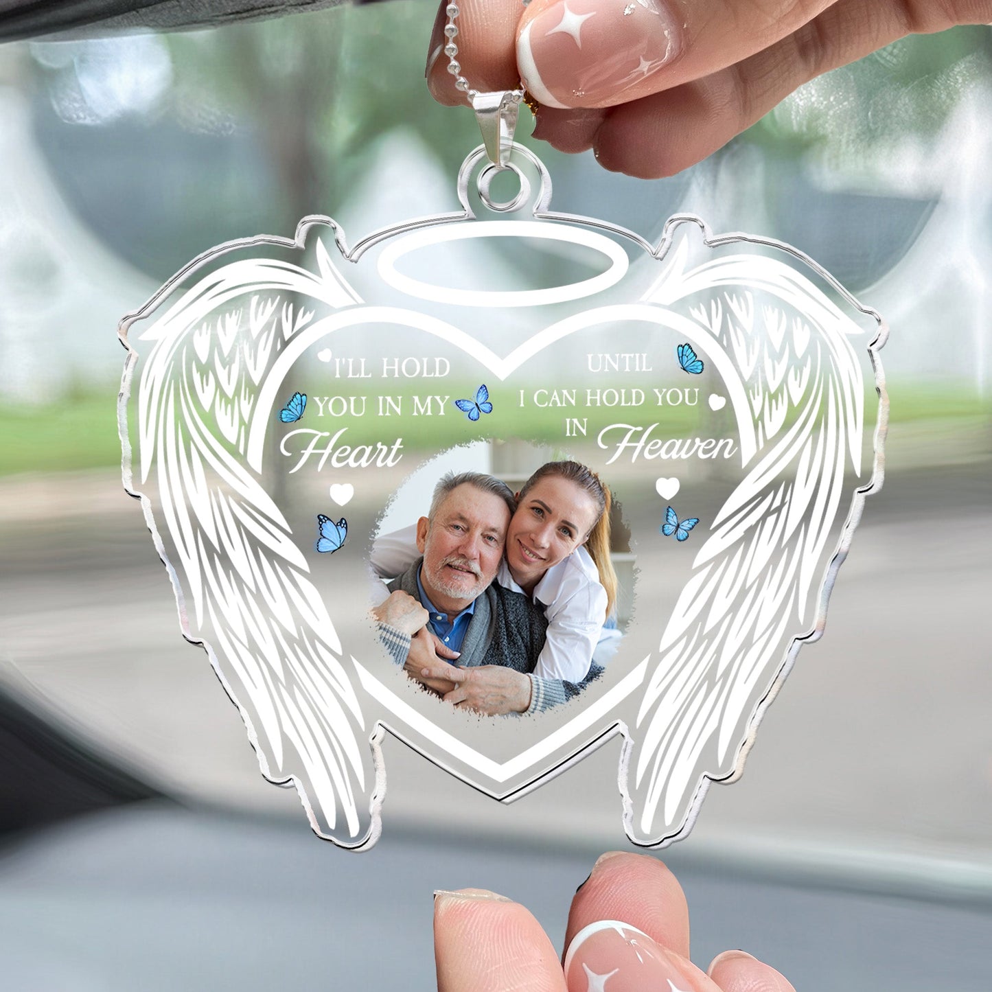 I'll Hold You In My Heart Forever - Personalized Photo Car Ornament