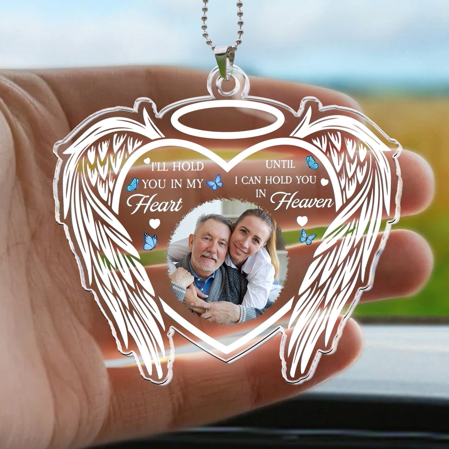 I'll Hold You In My Heart Forever - Personalized Photo Car Ornament