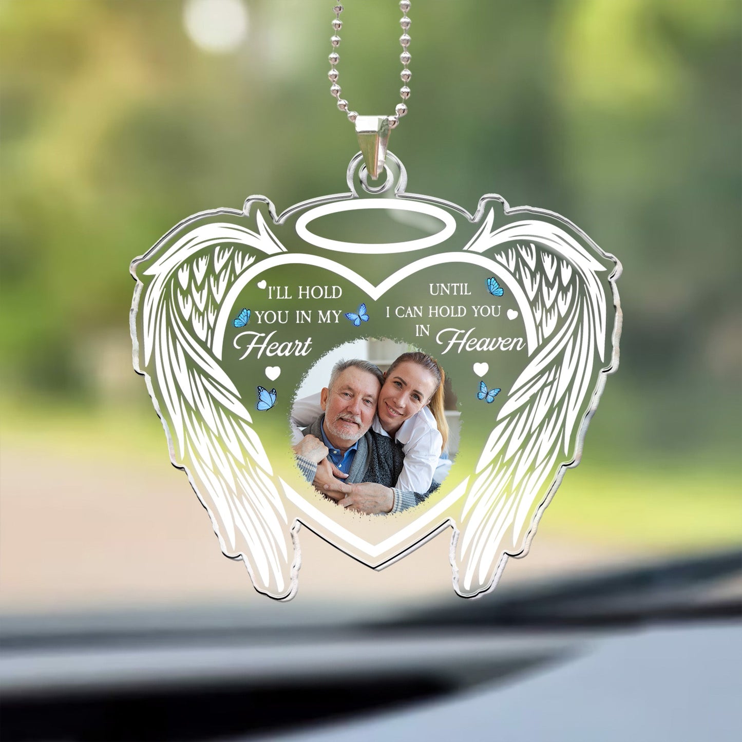 I'll Hold You In My Heart Forever - Personalized Photo Car Ornament