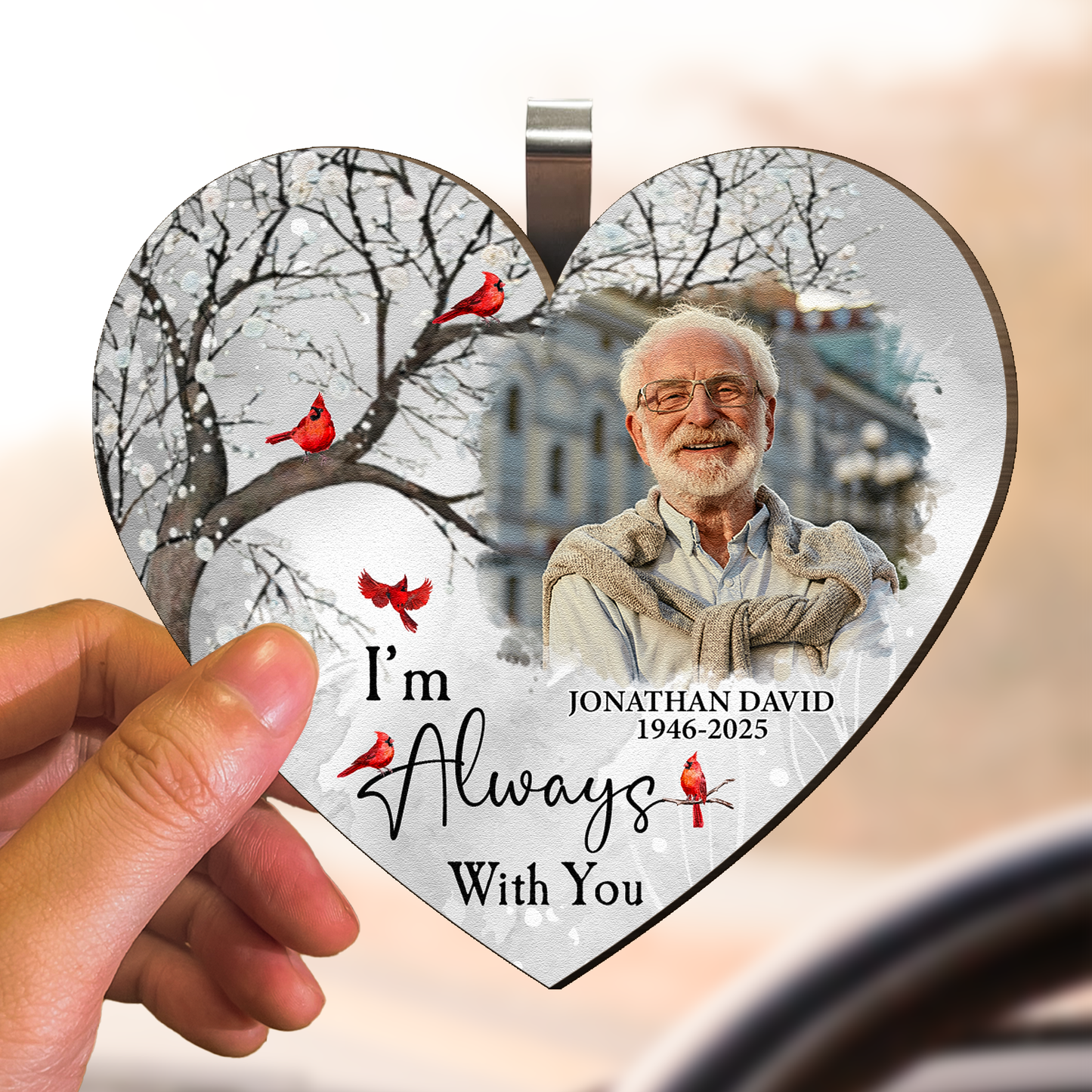 I'm Always With You Car Accessories - Personalized Wooden Photo Car Visor Clip