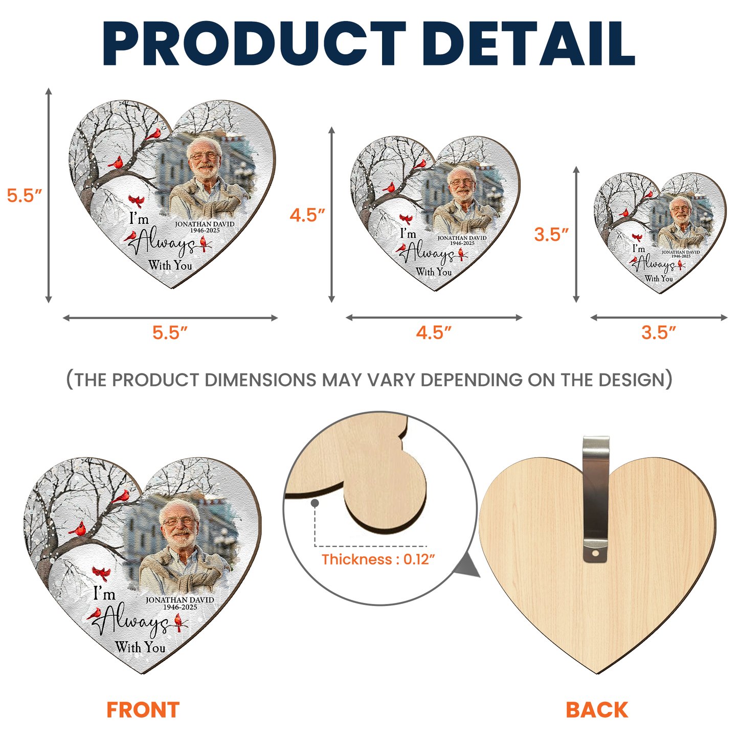 I'm Always With You Car Accessories - Personalized Wooden Photo Car Visor Clip