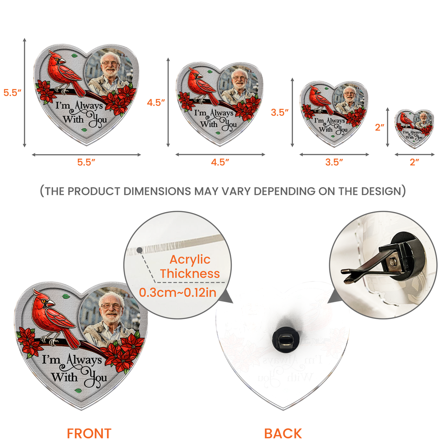 I'm Always With You Memorial Car Accessories - Personalized Photo Acrylic Car Vent Clip