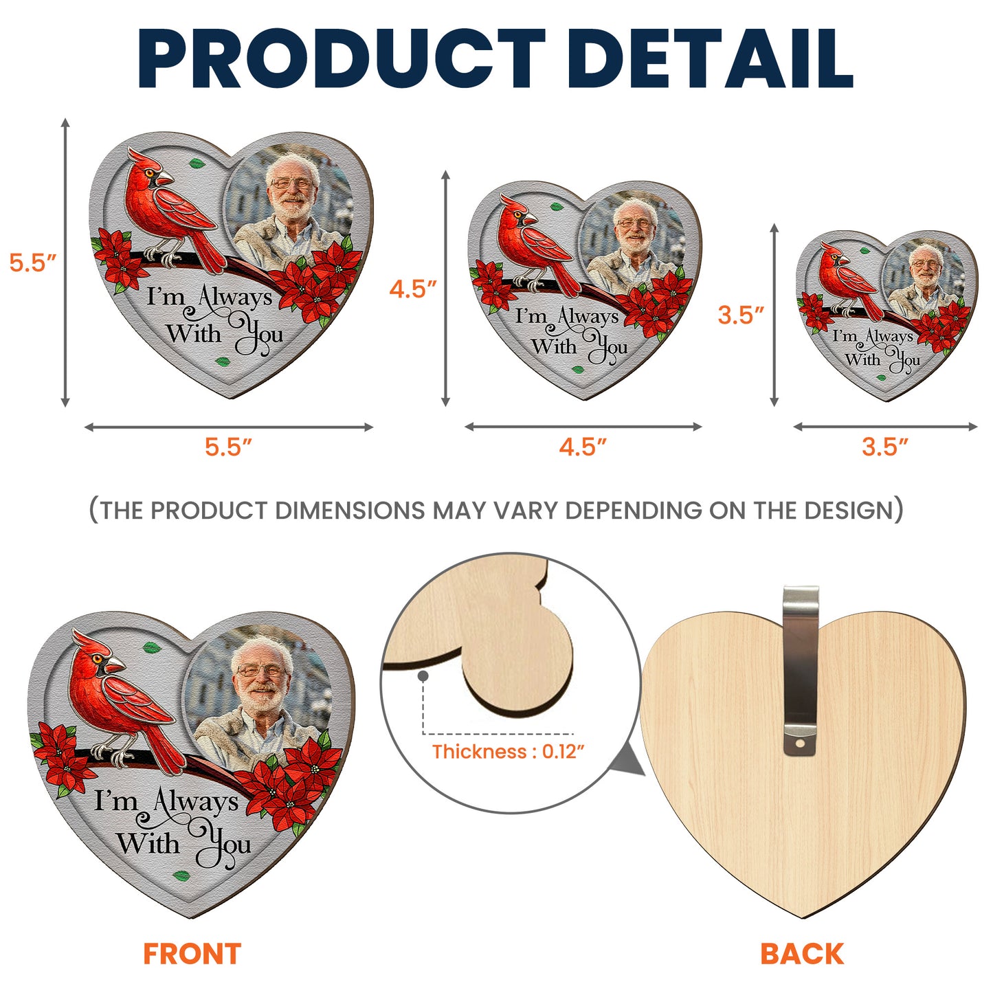 I'm Always With You Memorial Car Visor - Personalized Wooden Photo Car Visor Clip