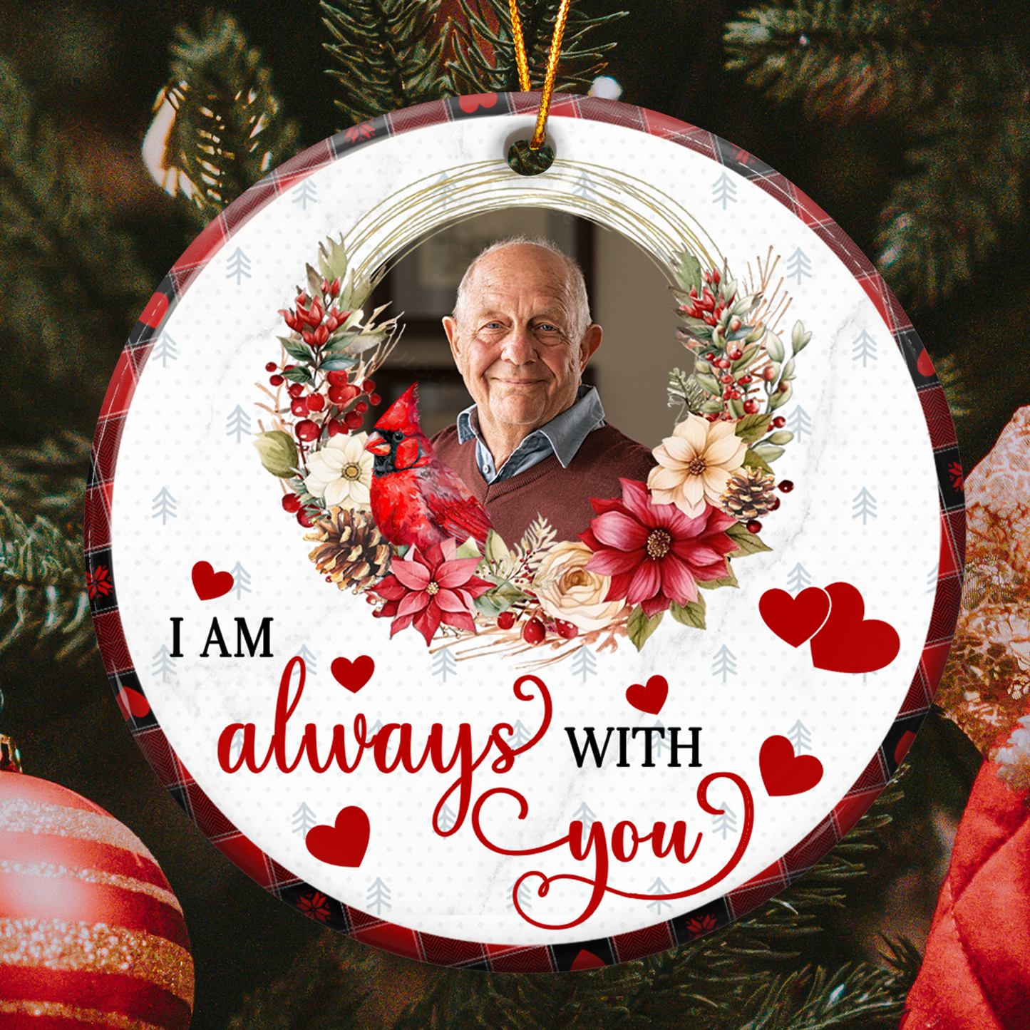 I'm Always With You Memorial Custom Photo - Personalized Ceramic Photo Ornament