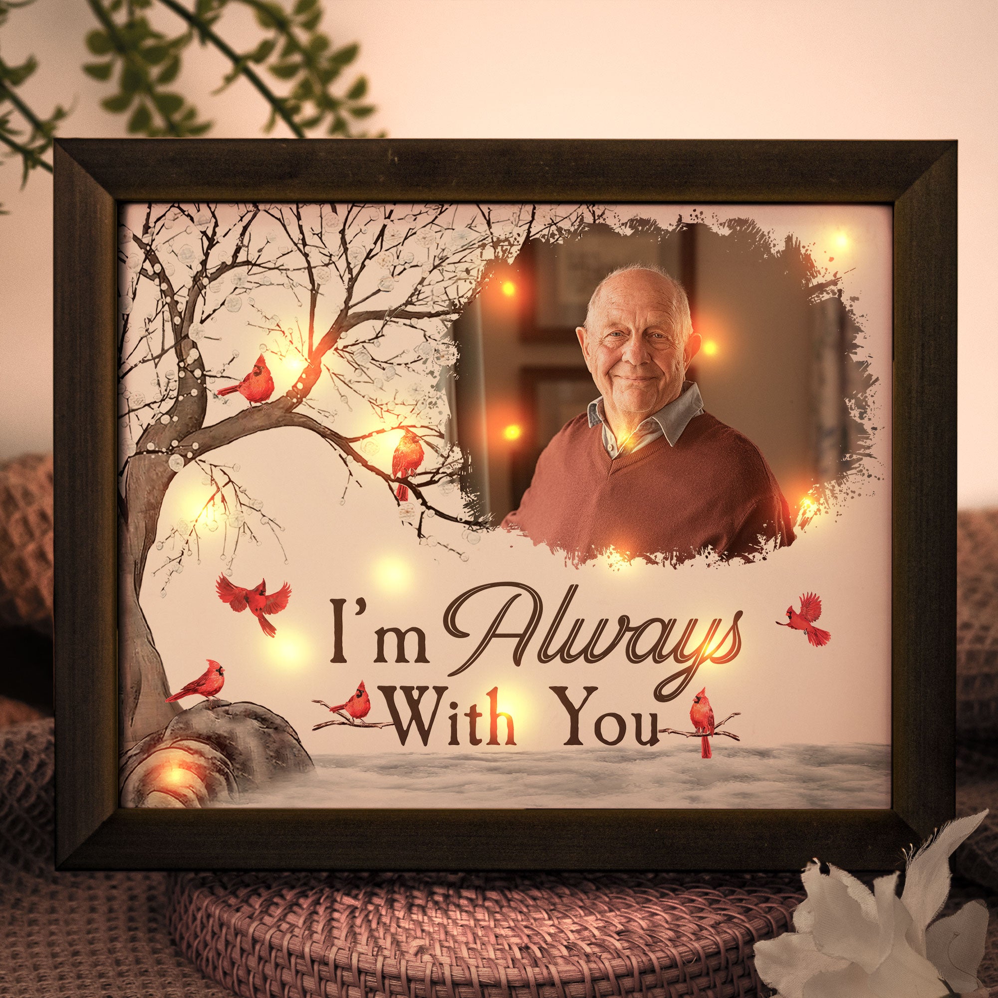 I'm Always With You Memorial Gift - Personalized Photo LED Shadow Box
