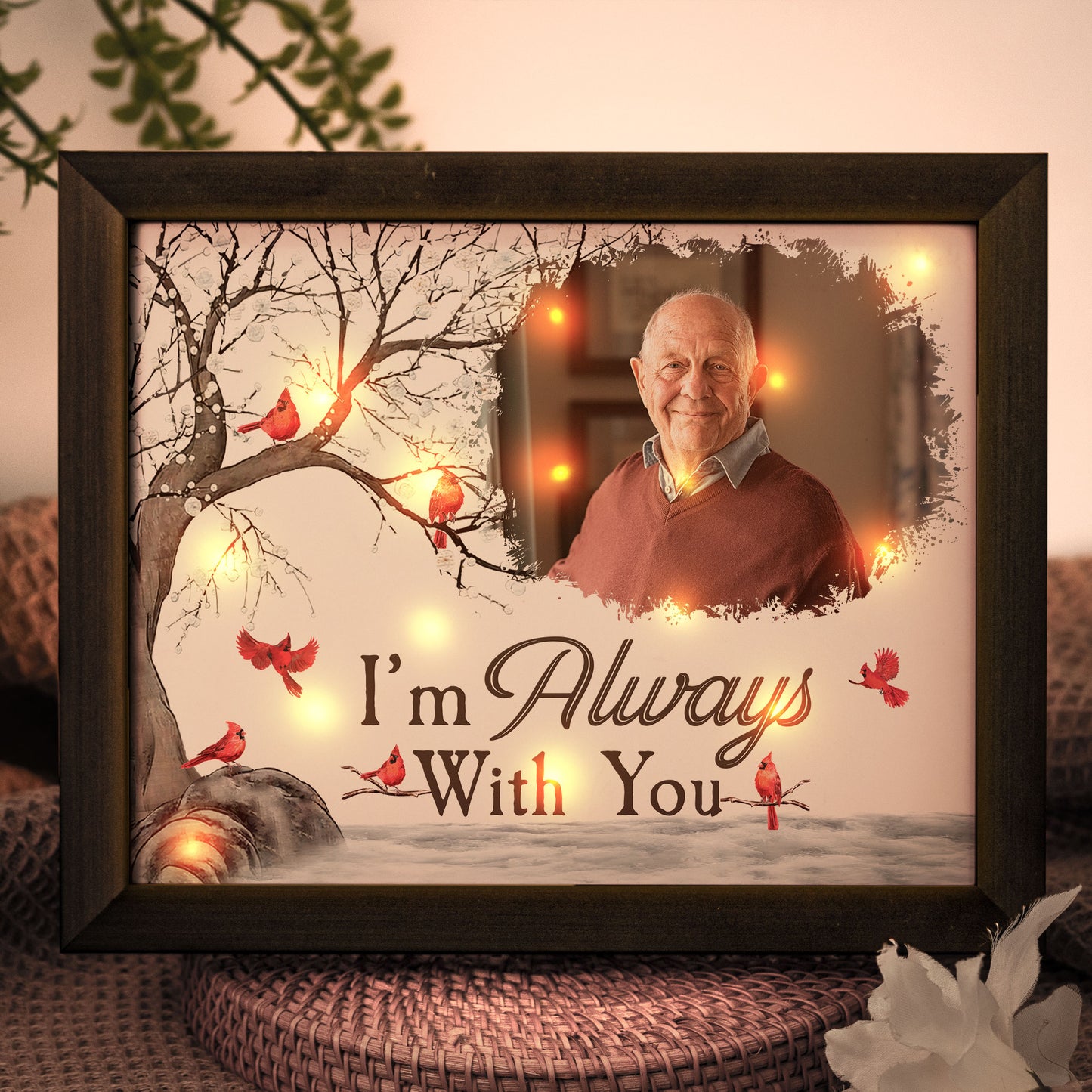 I'm Always With You Memorial Gift - Personalized Photo LED Shadow Box