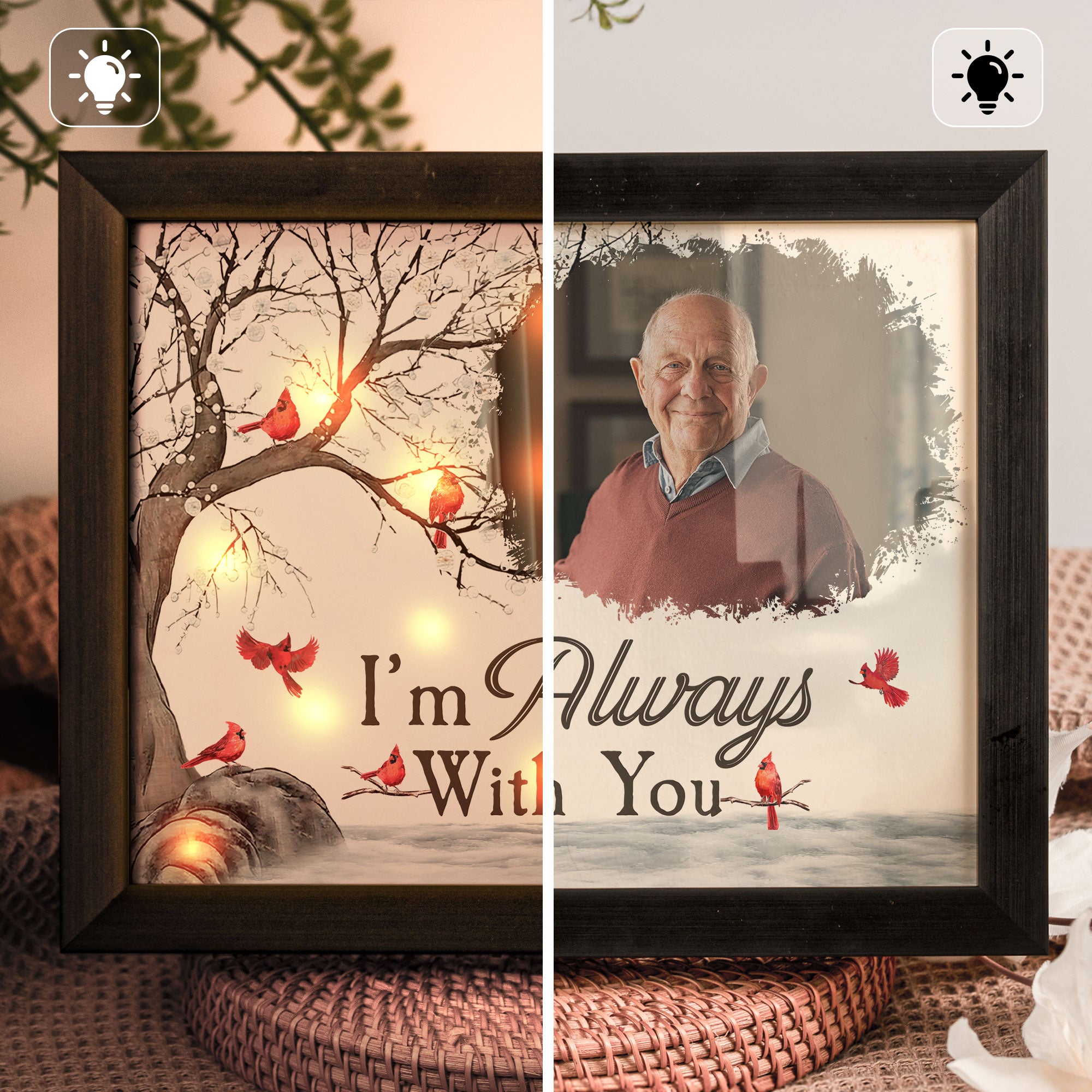 I'm Always With You Memorial Gift - Personalized Photo LED Shadow Box