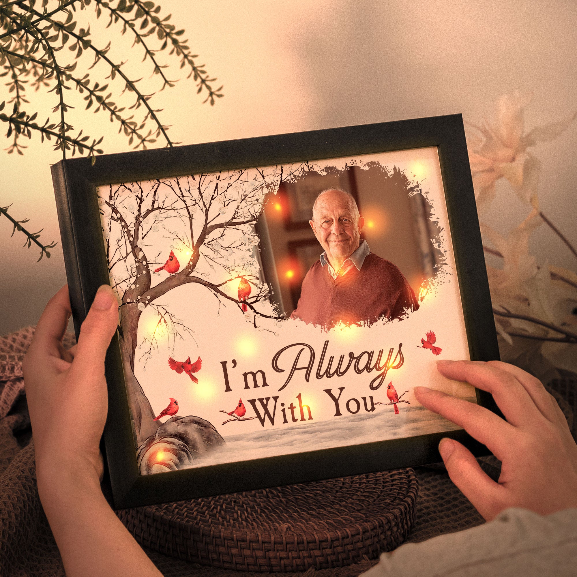 I'm Always With You Memorial Gift - Personalized Photo LED Shadow Box