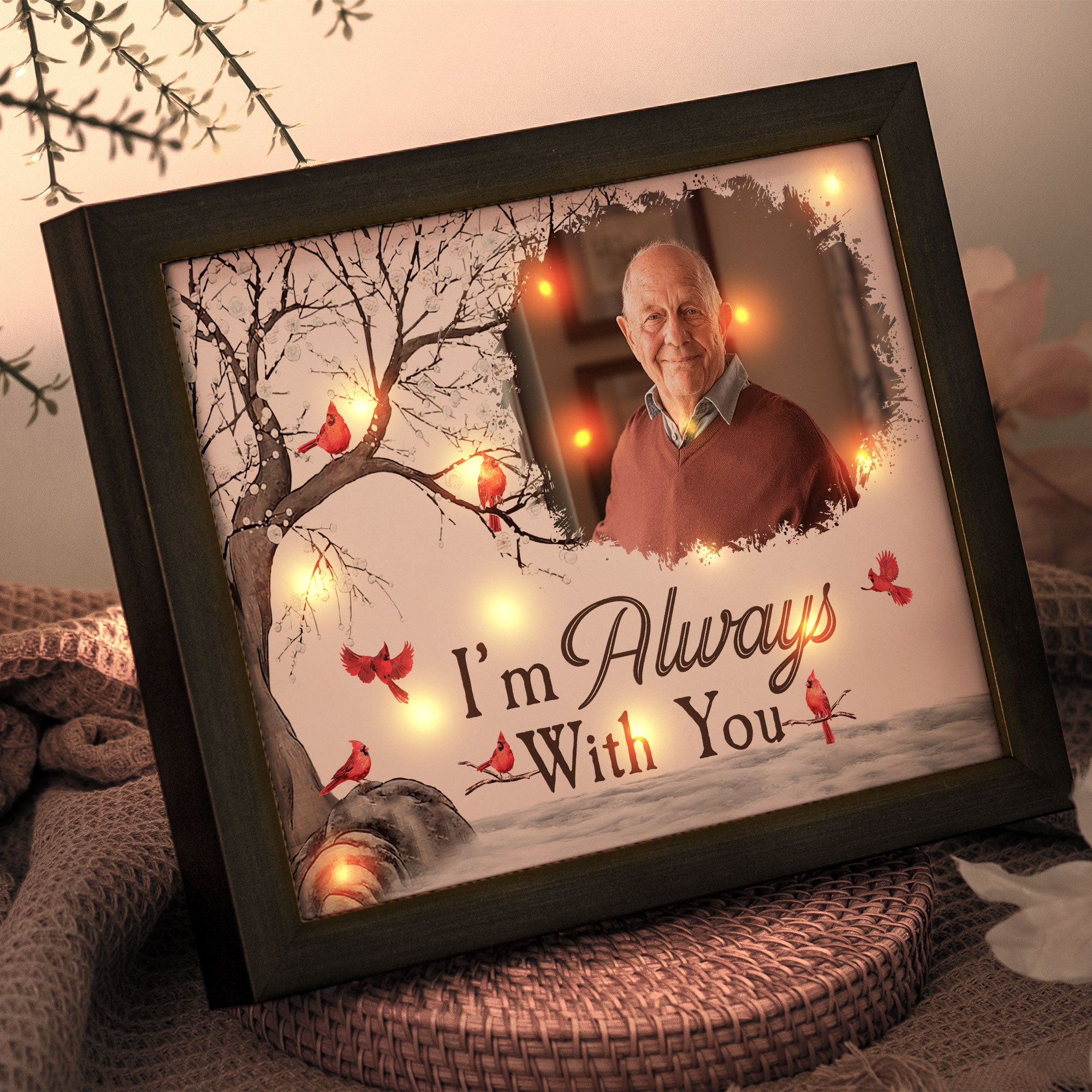 I'm Always With You Memorial Gift - Personalized Photo LED Shadow Box
